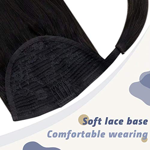 LaaVoo Pony Tail Extensions Real Human Hair 14 Inch 70g Natural Black Remy Straight Ponytail hair Extensions #1 - Image 3