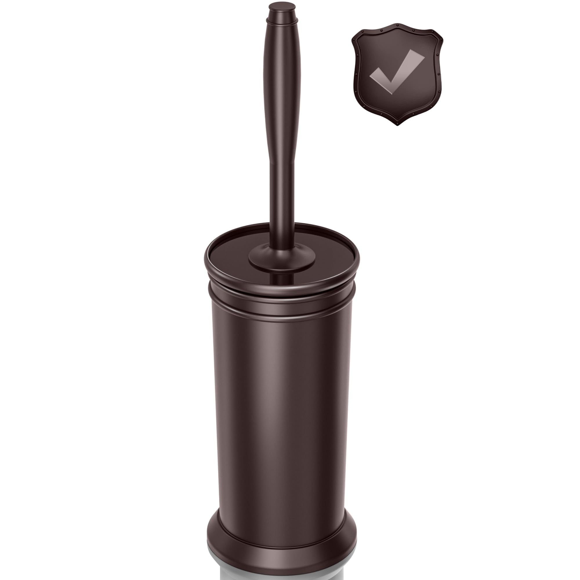 UPTRONIC Toilet Brush, Metal Toilet Brush and Holder Set with Extra Long Handle Durable Bristles Toilet Bowl Brush and Covered Holder for Toilet Scrubber for Bathroom Cleaning (Brown,1 Set)