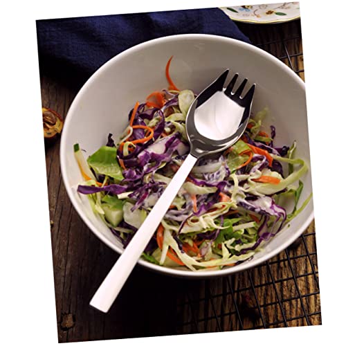 OFFSCH Big Salad Spoon Long Handle Spork Heavy Duty Silverware Stainless Steel for Big Palm Easy to Cle