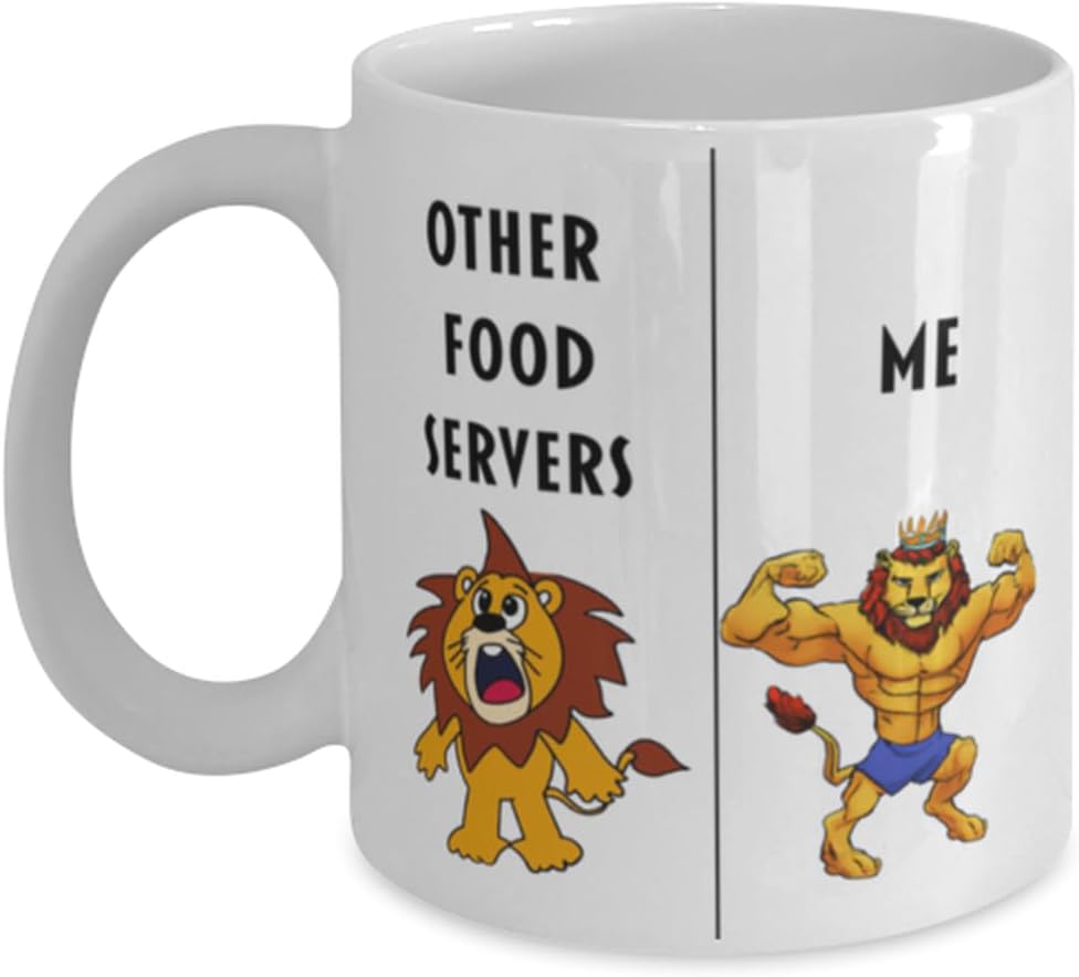 Funny Food Server Coffee Mug, Fathers Day Food Server, Gag Gift for Food Server, Unique Gift for Food Server, Lion Mug