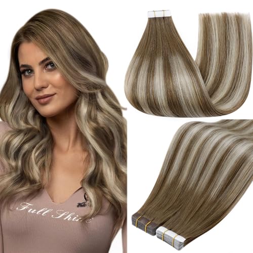 Full Shine Balayage Tape in Hair Extensions Real Human Hair 20 In...