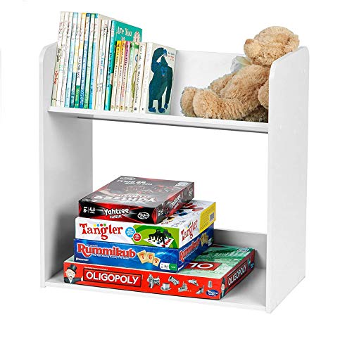 Iris Usa 2-Shelf Angled Bookshelf For Children, Short Inward Slant Bookcase Furniture For Kids Room Playroom Nursery To Safely Store And Organize Books Games Toys And Small Items, White #TOP3