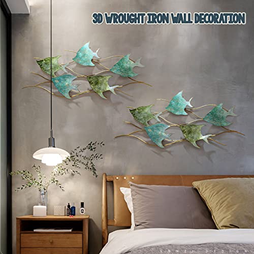 Décoration murale en métal poisson rétro, objet suspendu océan côtier