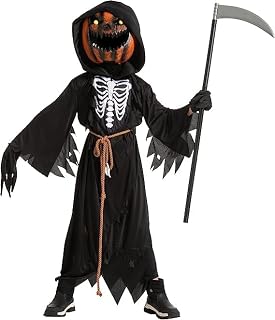 Spooktacular Creations Child Boy Scarecrow Pumpkin Reaper costume and Kids Pumpkin Head for Halloween Cosplay, Role Playing