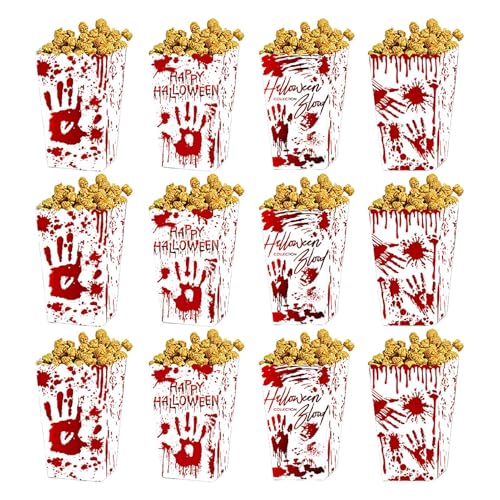 Humkopnl Cajas de palomitas de maíz de Halloween para fiestas, cajas de dulces de palomitas de maíz | Contenedor de truco o trato de Halloween para aperitivos, galletas, caramelos,