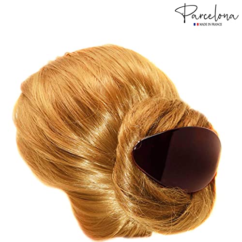 Parcelona French Oval Extra Large Tortoise Shell Brown Celluloid Automatic Hair Clip Hair Barrette thumb #3