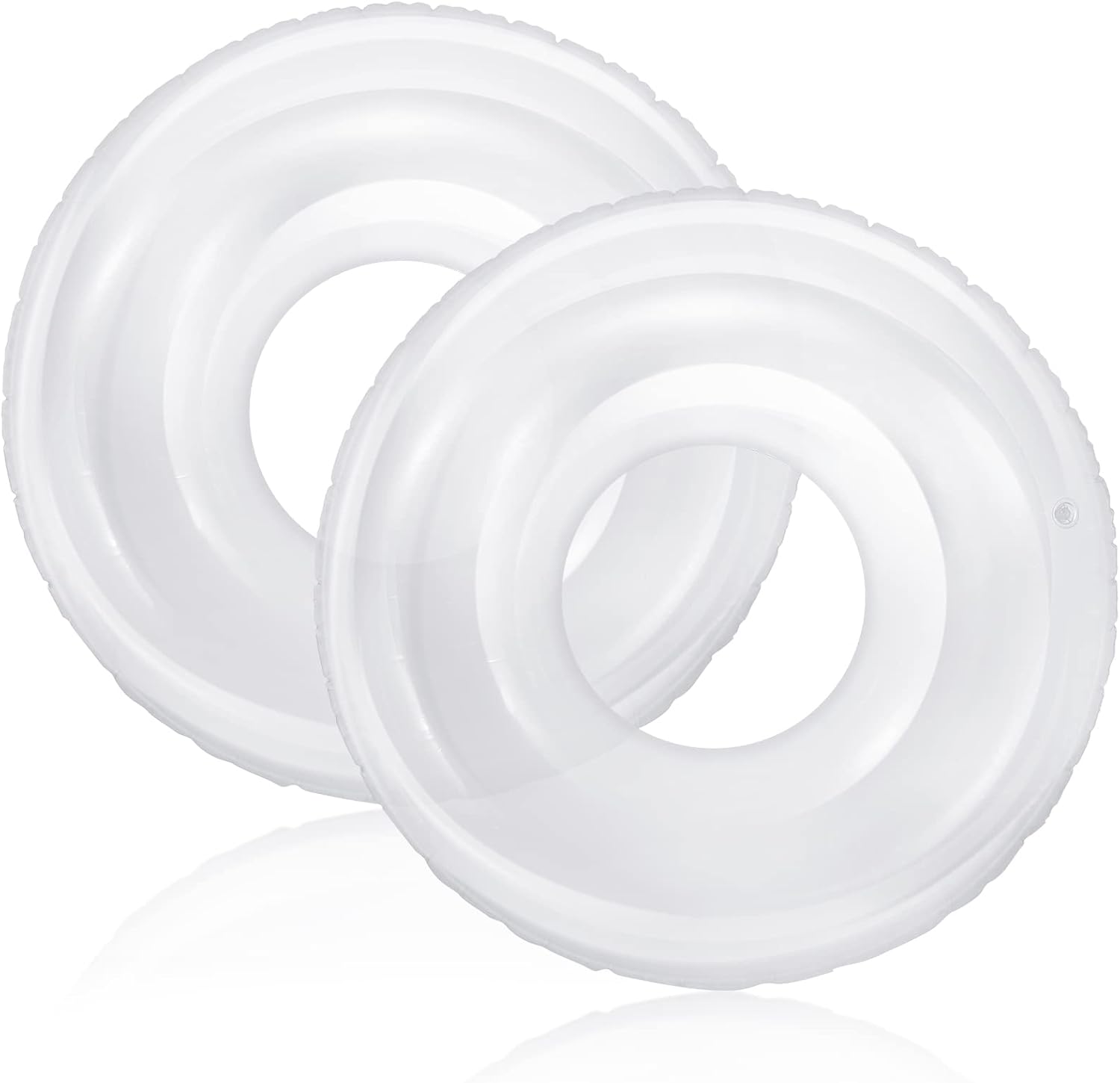 Junkin 2 Pcs Clear Pool Ring Float 43'' White Engagement Ring Pool Floats Bachelorette Aesthetic Inflatable Transparent Swimming Tube for Swimming Party Photo Shoot Beach