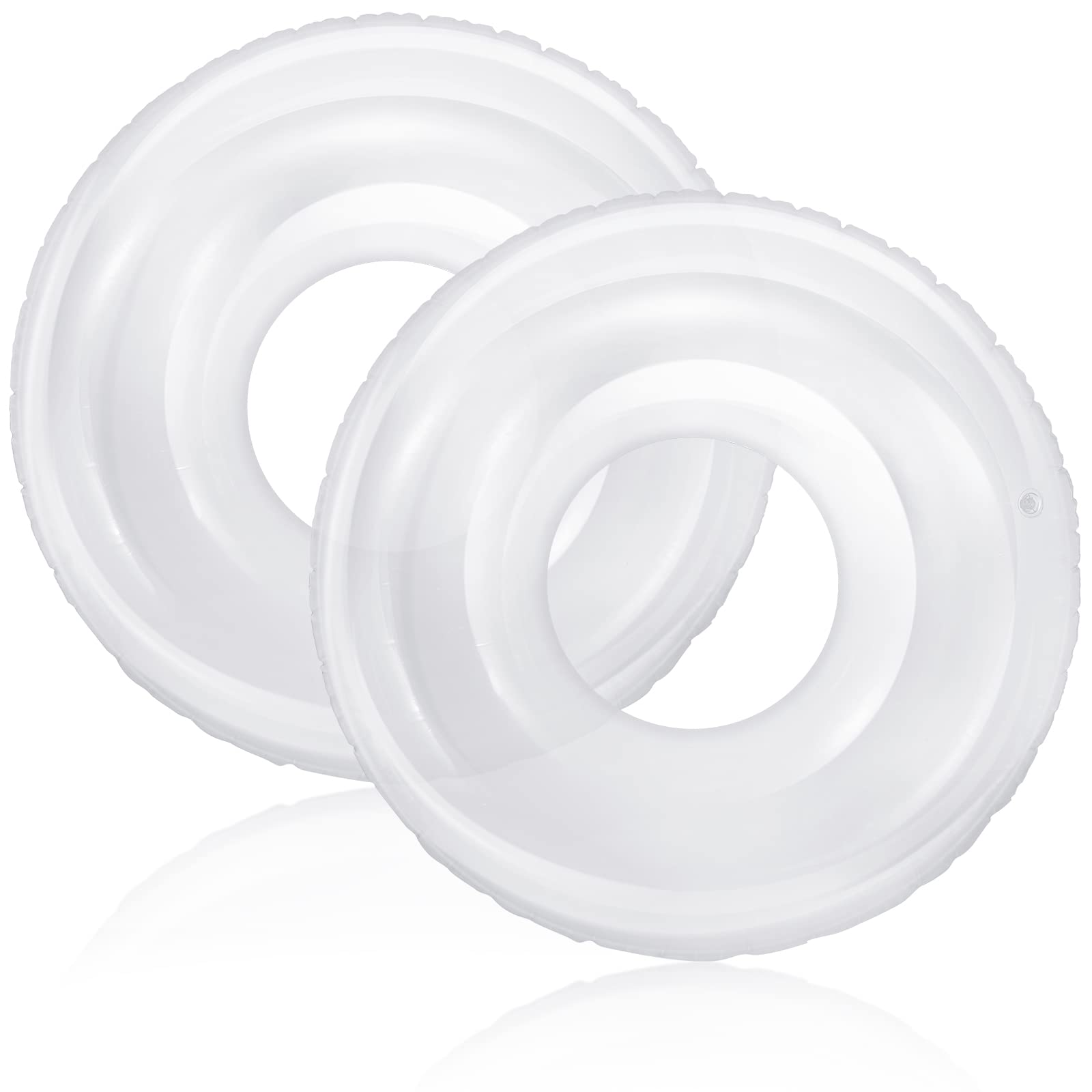 2 Pcs Clear Pool Ring Float 43'' White Engagement Ring Pool Floats Bachelorette Aesthetic Inflatable Transparent Swimming Tube for Swimming Party Photo Shoot Beach