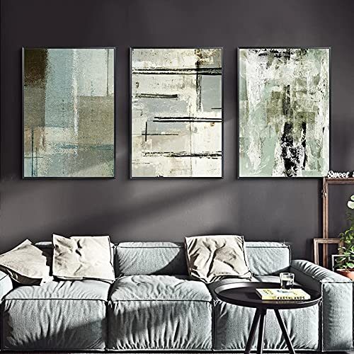 Poster salon vert et tableau contemporain abstrait pop art grand format 70x100cm