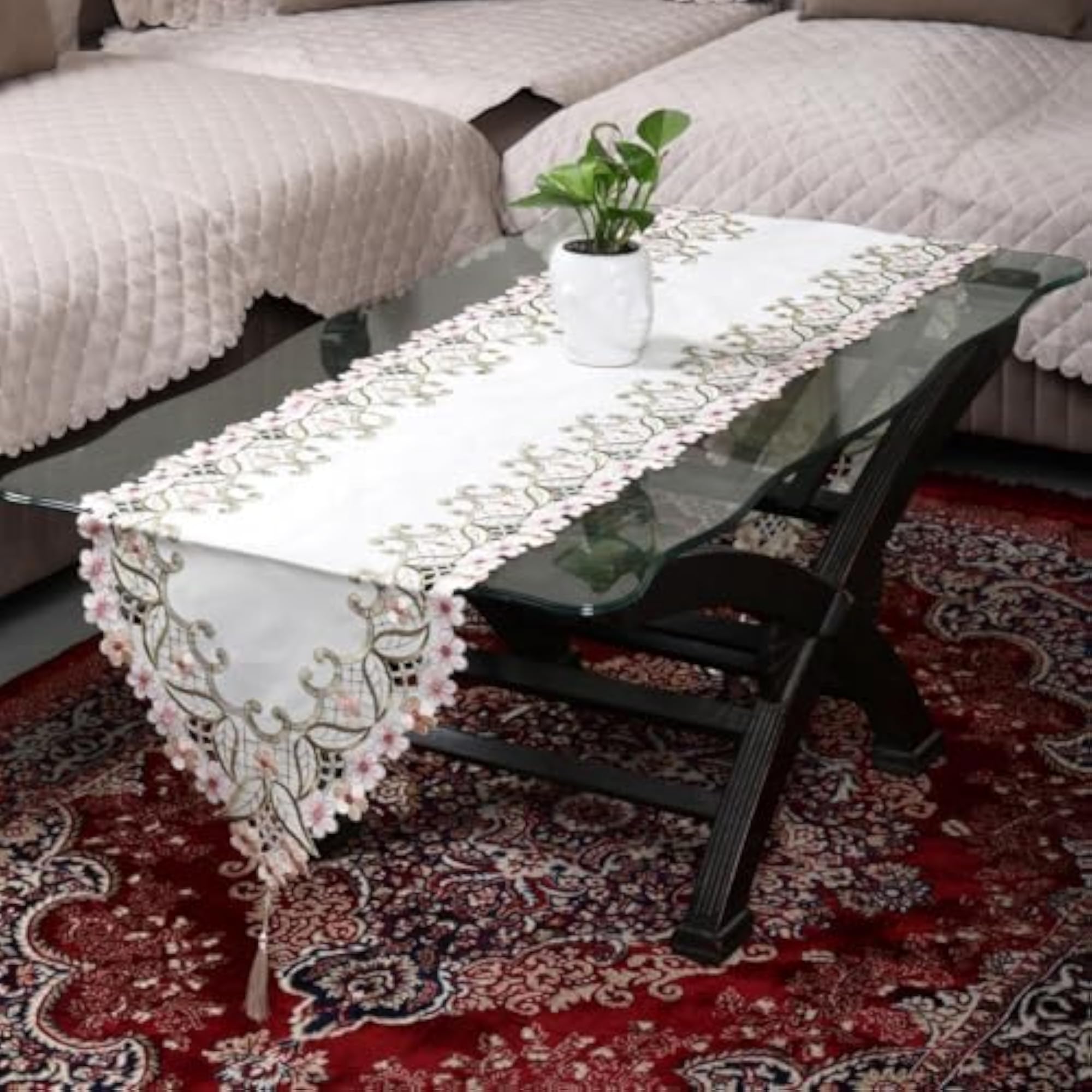 Satin Work Dining Table Runner for Coffee Table & Home Décor