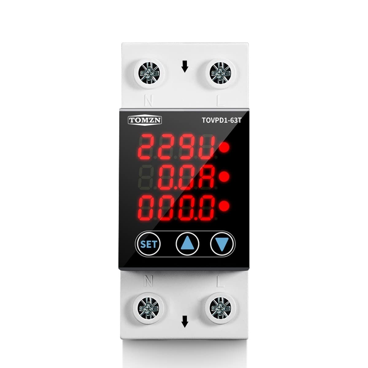 Interruptor Diferencial Salvavidas， Pantalla De 6 3a 3in1 Touch DIN RAIL AJUSTABLE VOLTAJE DE PROTECTOR RELAJE KWH ENERGY METER