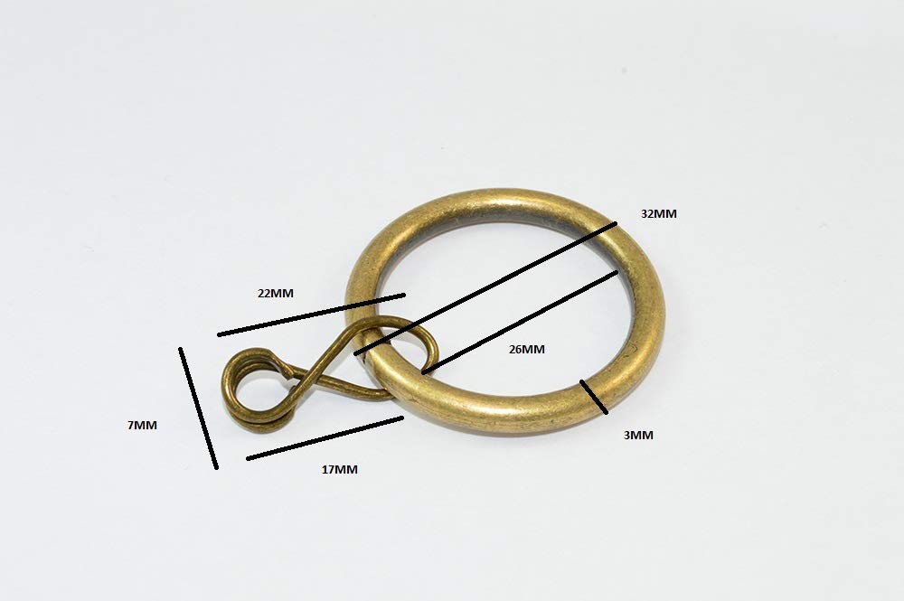 30 x Antique BRASSED Steel Curtain Rod Rings Loose Eye ID 25mm OD 32mm