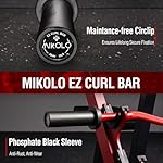 Mikolo EZ Curl Bar, 2 Inch Olympic Curl Bar for Biceps and Triceps, 47” Curling Bar with Knurled Grip, 700LB Barbell Bar with Multi-Angle Wrist-Friendly Design - Image 3