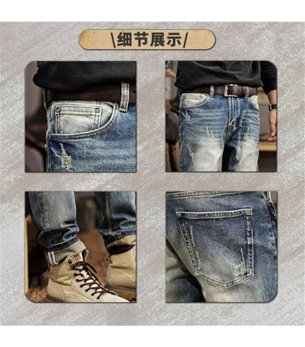 Men's Vintage Fashion Jeans Slim Straight Tapered Pants2