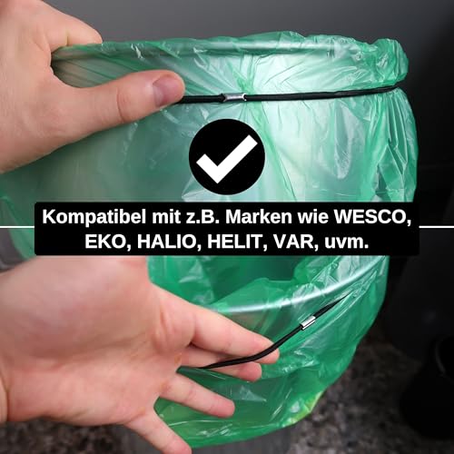 Universal Gummiband für Mülleimer, 6 Stück, Größe XL, passend bis 60L Einzeleinsätze, kompatibel mit WESCO Mülltonnen, 80 cm elastischer Gummiring, Mülltonnenbänder Gummi, Gummiband Müll Aufsatz Set