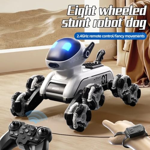Image of VikriDA Remote Control Cars for Kids Adults, 8WD Gesture Sensor RC Stunt Car with Light, Music, RC Robot Dog Toys,Birthday Toy for 6 7 8 9 10 11 12 13 Years Old Boys Girls Kids,Black
