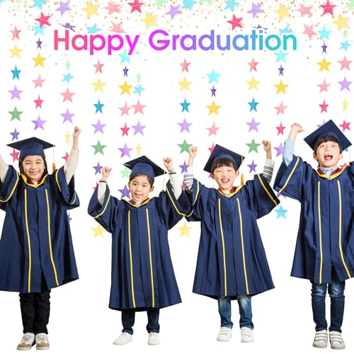 Image of Patelai Glitter Star Garland Banner 2026 Party Decor 130 Feet Star Hanging Streamers Twinkle Backdrop for Classroom Birthday Graduation Wedding Supplies(Macaron Color)
