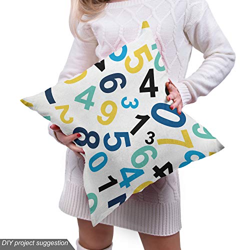 Image of Ambesonne Numbers Pattern Fabric by The Yard, Math Themed Number Print Jumble Look Ornament Colorful Image, Decorative Fabric for Upholstery and Home Accents, 1 Yard, Indigo Yellow