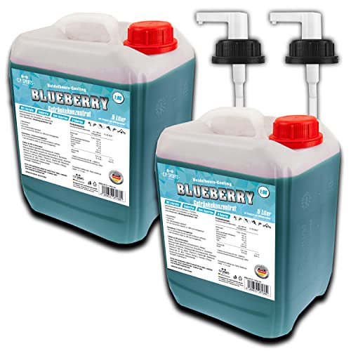 C.P. Sports Sirop de boisson pour boisson minérale I sirop sans sucre pour boisson BLUEBERRY avec vitamines I concentré de boisson à mélanger avec de l'eau pour boissons de sport I 10 litres + 2 pompe