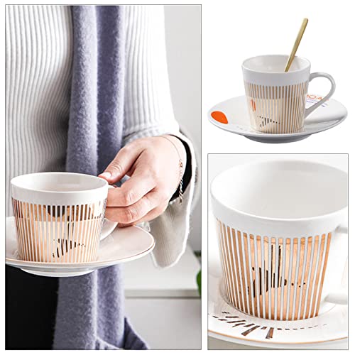 Klsamnm Ceramic Coffee Cups,Mirror Cup And Saucer,Girl Tea Cups And Saucers Sets,Reusable Coffee Cup,Porcelain Coffee Mugs Set,Reflection Coffee Cup,Great For Hot Drinks #TOP3