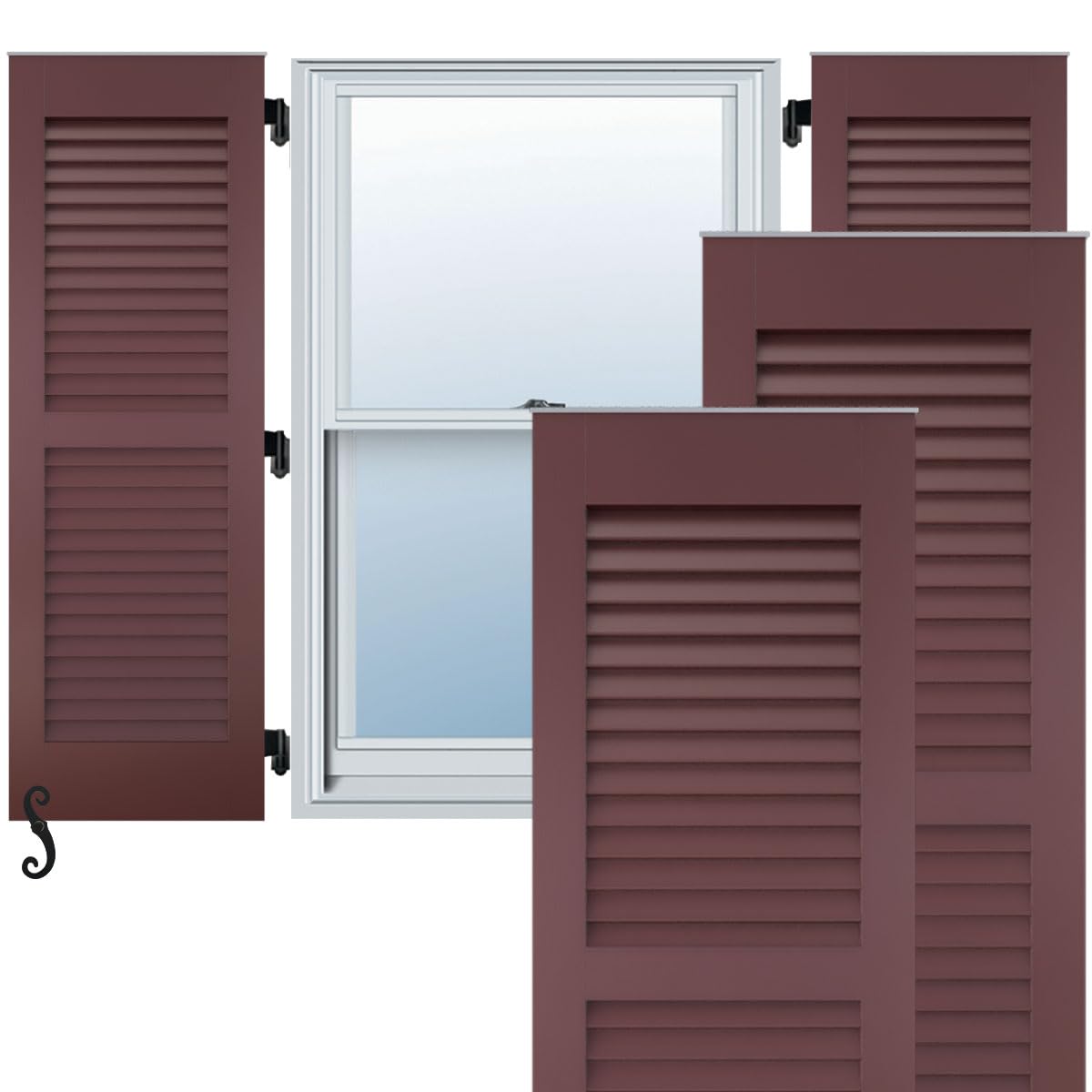 Americraft Two Equal Louver Shutters Pair