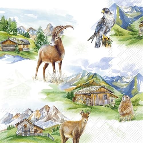 IHR Ideal Home Range Servietten - Motiv : MOUNTAIN WILDLIFE - Lunch 33x33cm - 20 Stück