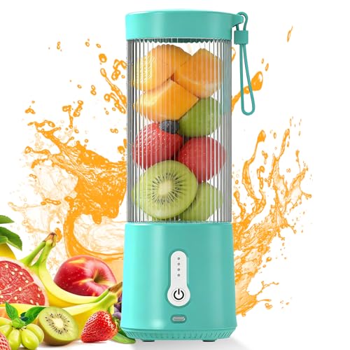 Mixeur portable à emporter : 450 ml Smoothie Maker Gobelet Centrifugeuse portable avec lames en acier inoxydable, USB-C Rechargeable Mini blender pour la...