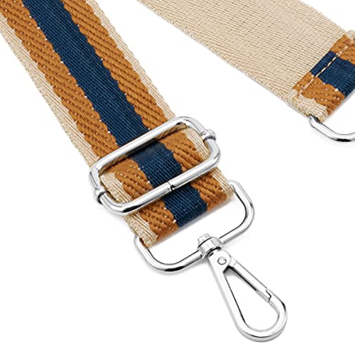 Image of Silvery Buckles Wide Shoulder Strap Adjustable Replacement Belt Crossbody Canvas Bag Handbag