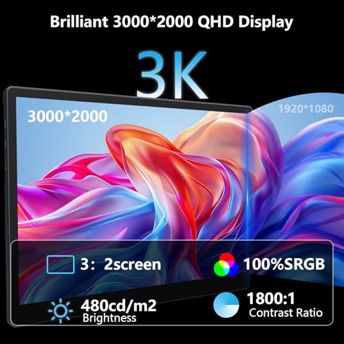 Image of Portable Monitor 13.5'' 3000x2000 IPS 3:2 Screen, 100% sRGB HDR USB-C HDMI Second Monitor for Laptop, Ultra-Slim Portable Display with Adjustable Damping Stand, Plug & Play for PC Mac Phone
