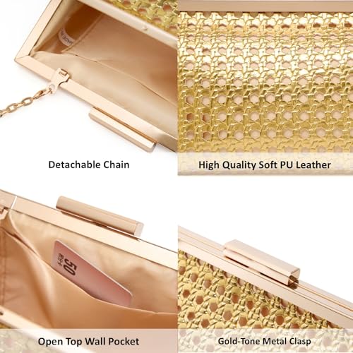 Image of DETARA Woven Evening Bag Clutch Purses for Women Fashion PU Leather Crossbody Purse for Wedding Party and Prom
