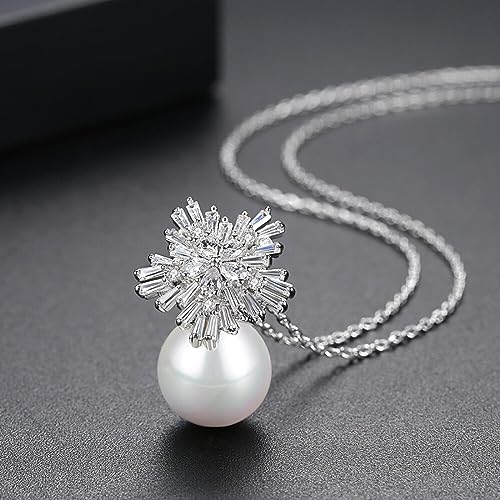 Collier chaîne de mariage perles et fleur Cz en cadeau - 2
