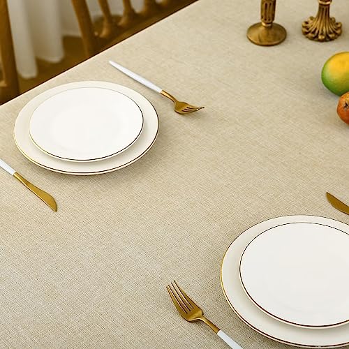 Softalker Faux Linen Rectangle Tablecloth - Waterproof Stain Resistant Burlap Table Cloths, Anti-Shrink Farmhouse Rustic Tabletop Covers For Kitchen, Dining, Outdoor (Beige, 52 X 70 Inch) #TOP4