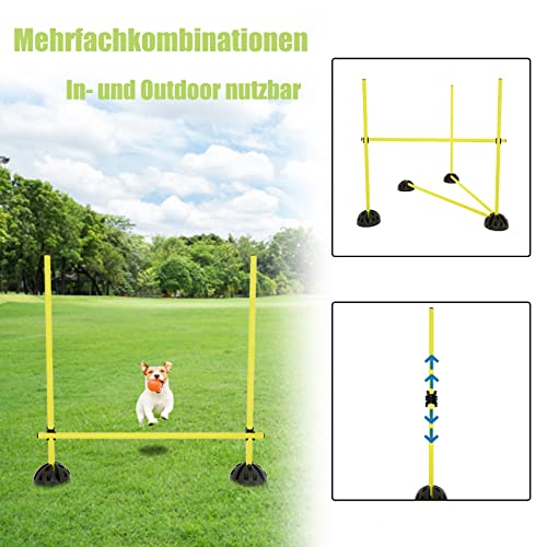 NAIZY Sprungstangen-Set Trainingsstangen für konditionelles Training Sprungkraft, Dribbling und Beweglichkeit (15 Stangen - 100cm, 10 X-Standfüße, 10 Clips) - Gelb