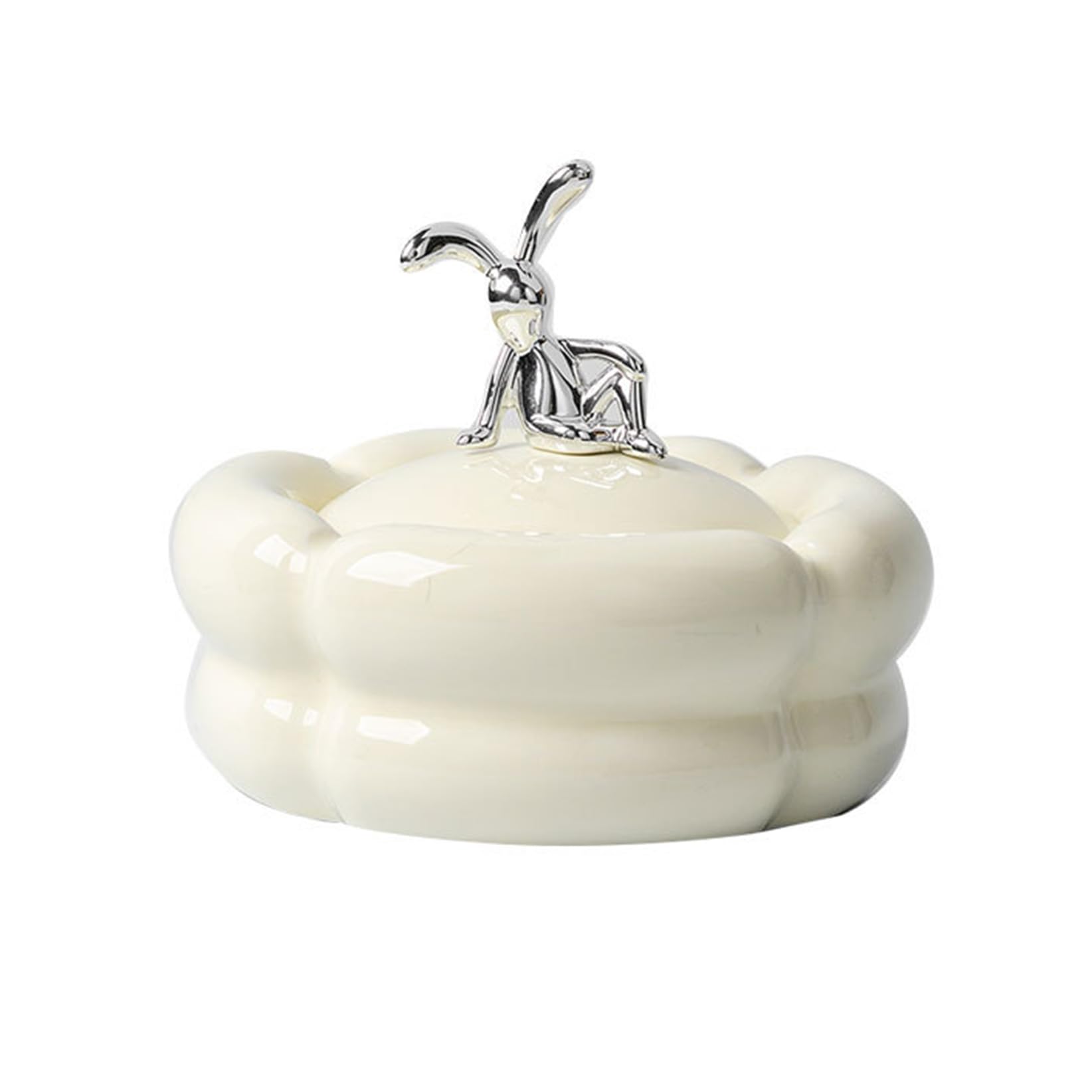 Ashtray Ceramic Silvery With Acrylic Lids,Cigarettes for Indoor or Outdoor Use,Windproof,Ash Holder