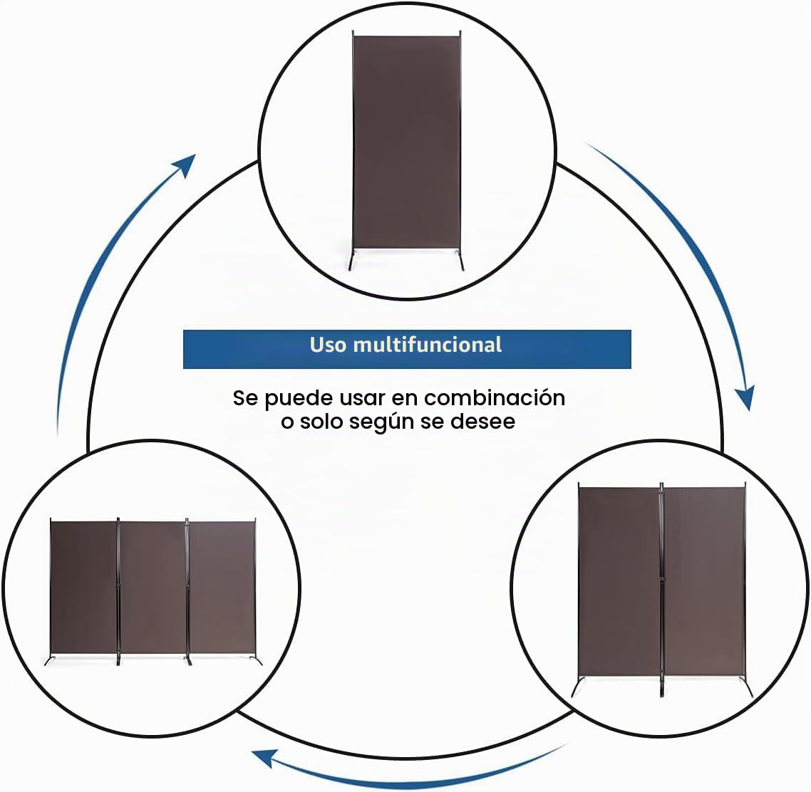 FANTASK Biombo Plegable de 3 Piezas, 260 x 183 cm, biombo de Metal y poliéster para Interiores, protección Visual