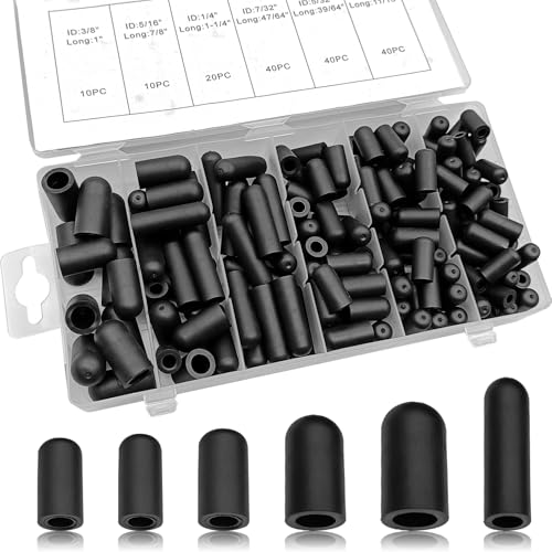 LTDCVTR 160Pcs Vacuum Caps Rubber Plug Kit 6 Size Assorted Vacuum Plugs Hose End Caps Assortment Kit Automotive Vacuum Plugs Hose End Cap Assortment for Carburetor Manifold Automotive5/32 to 3/8"