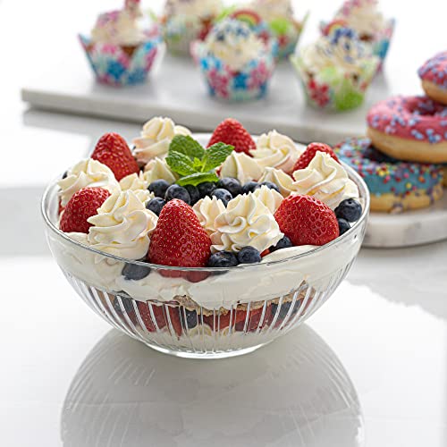 TREND FOR HOME Fruit Bowl ⌀ 21.7 cm Serving Dishes for Snack Dessert Salad Bowl 2280 ml Punch Bowl Transparent Ribbed Glass Vase Glass Bowl Serving Bowl Table Centrepiece Decorative Bowl, Lawe - Image 6