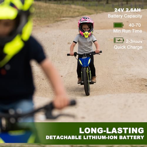 Aiii DNA 12 Lightweight Electric Dirt Bike For Kids, 170/340W Electric Motorcycle Up To 10/12Mph, 24V Detachable Battery, Hand-Operated Dual Brakes Electric Balance Bike For Ages 3-6/5-12 thumb #3