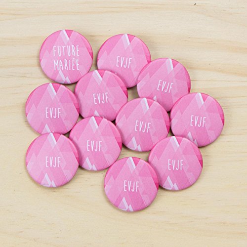 Bestdayever Lot EVJF Badges accessoires mariage 32mm - collection scandinave (10 EVJF+1 Future Mariée)