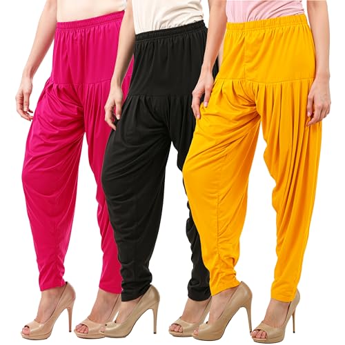 Image of Buy That Trendz Patiyala Pants for Women 3 Combo Patiyala Salwar Harem Viscose Bottoms Pants for Womens