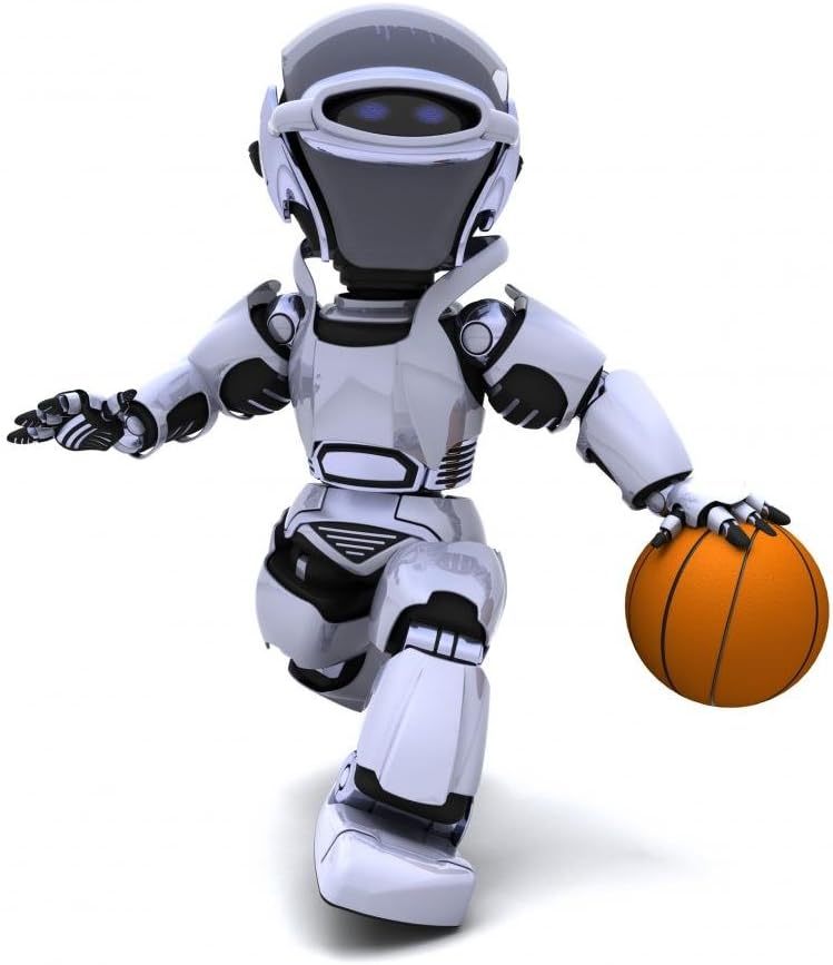 Wallmonkeys FOT-29103906-24 WM155531 Robot Playing Basketball Peel and Stick Wall Decals, 24" H x 19" W-Medium
