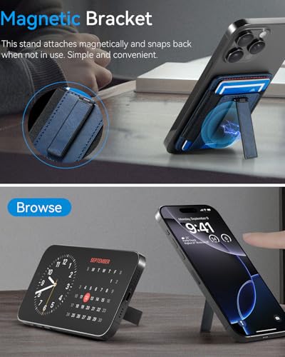 Image of Phone Card Holder Wallet with Stand, Hold 6 Card for iPhone Andriod | Stretch fabric card holder stick on back of phone case. Built-in stand for hands-free viewing. Holds 6 credit /ID cards