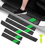 YOSRTER 5PCS Door Sill Guard Decoration Stickers for Dodge Charger Challenger Durango Journey Universal Fit to All Dodge Cars Fiber Leather Door Sill Protector（Green Trim）