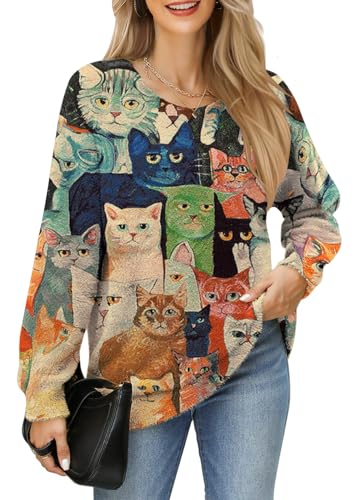 Cozy Cat Graphic Sweater: Perfect for Chilly Days