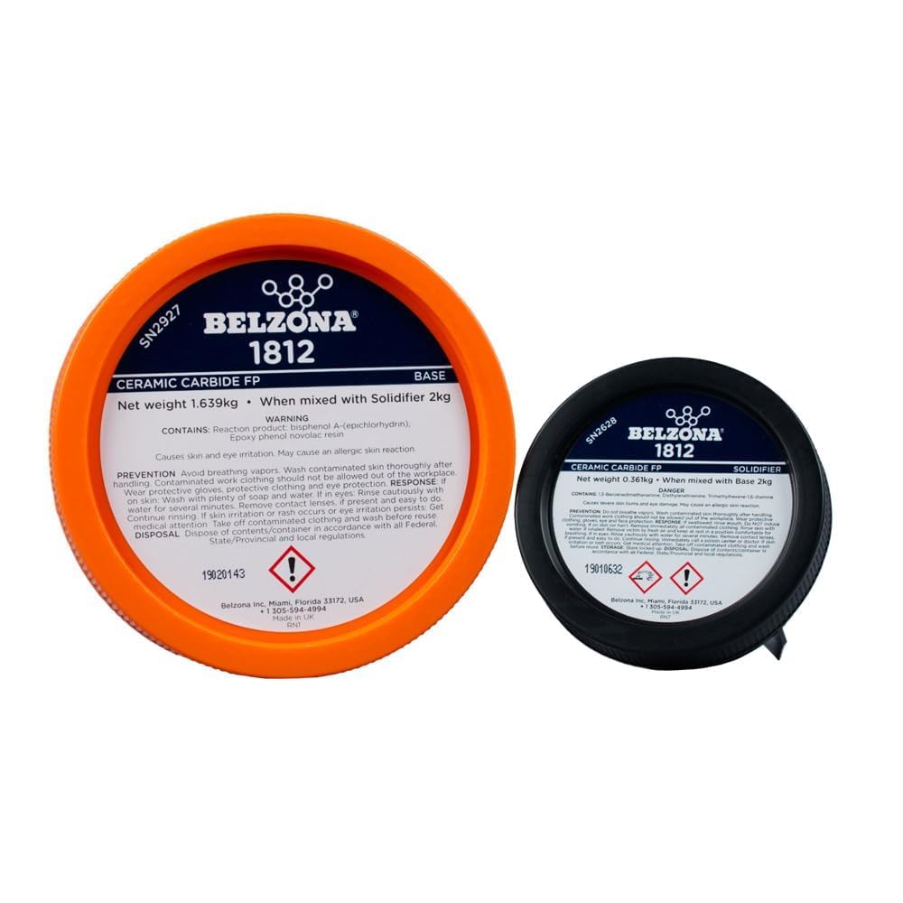 Belzona 1812 Ceramic Carbide FP 2kg Kit Epoxi Reparación Metal Tuberías Válvulas Protección Abrasión Curado a Temperatura Ambiente Sin Solventes Base + Endurecedor