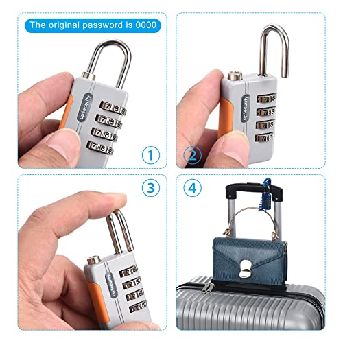 Image of PATIKIL Luggage Cable Lock, 4 Digit Combination Padlock with 3.3Ft Spring Cable, Security Wire Lock for Gym Locker Backpack Suitcase, Gray