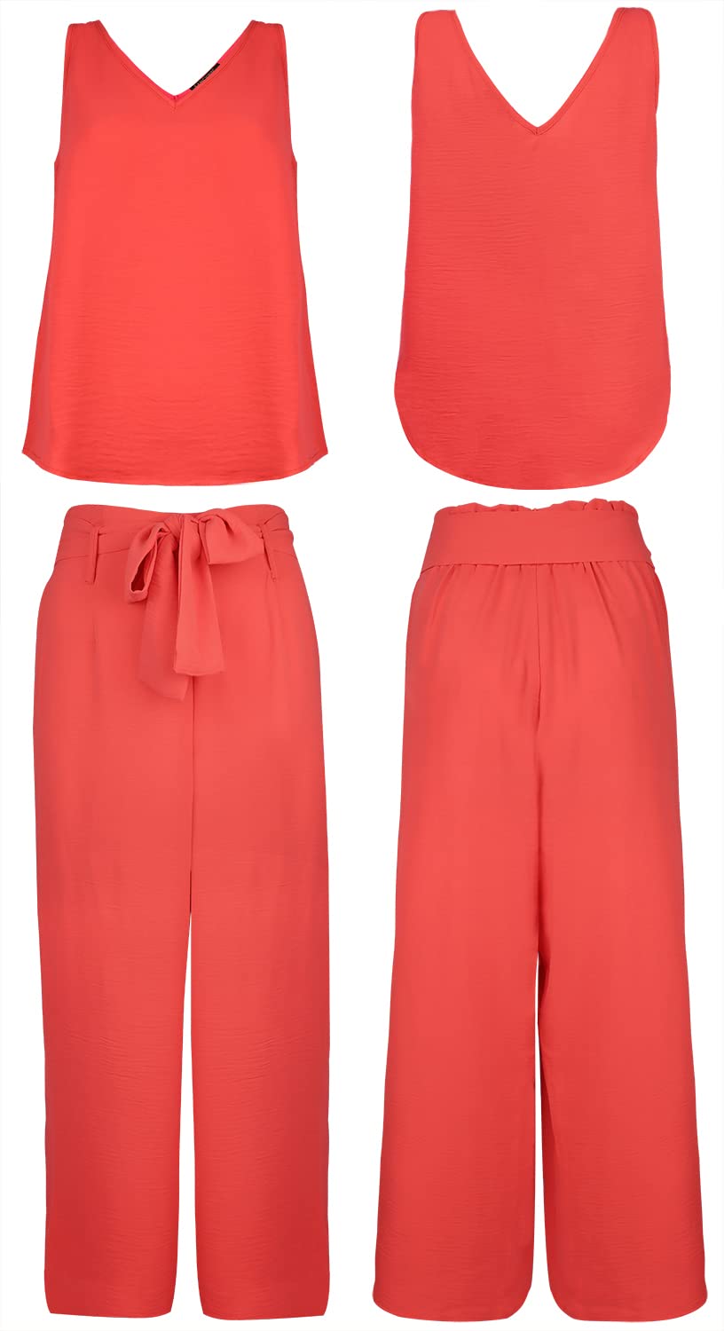 FANCYINN Ensemble de pantalons courts 2 pièces pour femmes Pantalon de sac en papier court taille haute à col en V et bretelles larges avec ceinture