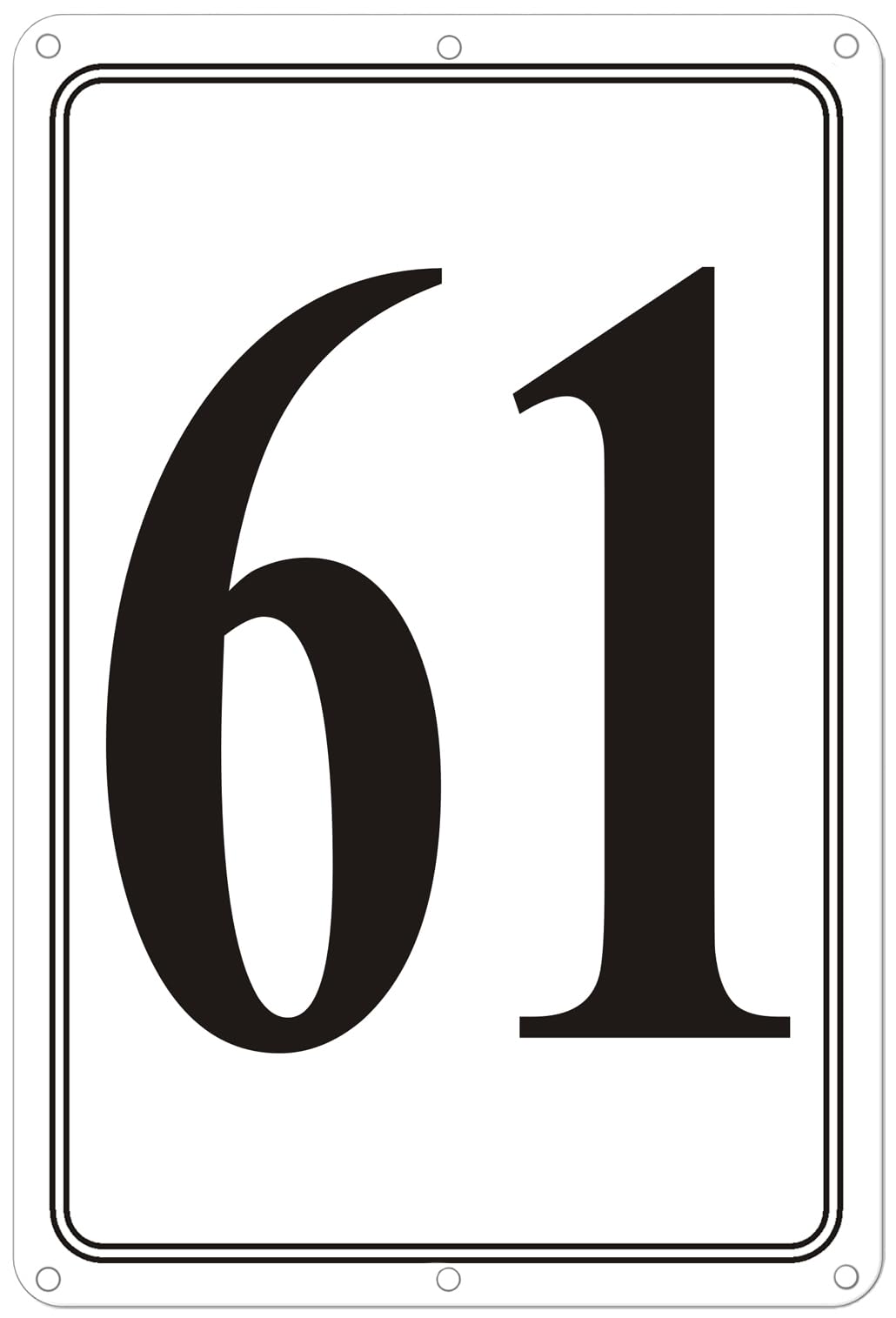 Premium Aluminum Number Signs 61, Metal 12" X 8" Numbered Signs Outdoor for Parking Lots, Floor, Dock, Court, Aisle, Field, High Visibility, No Fade, Weather-resistant