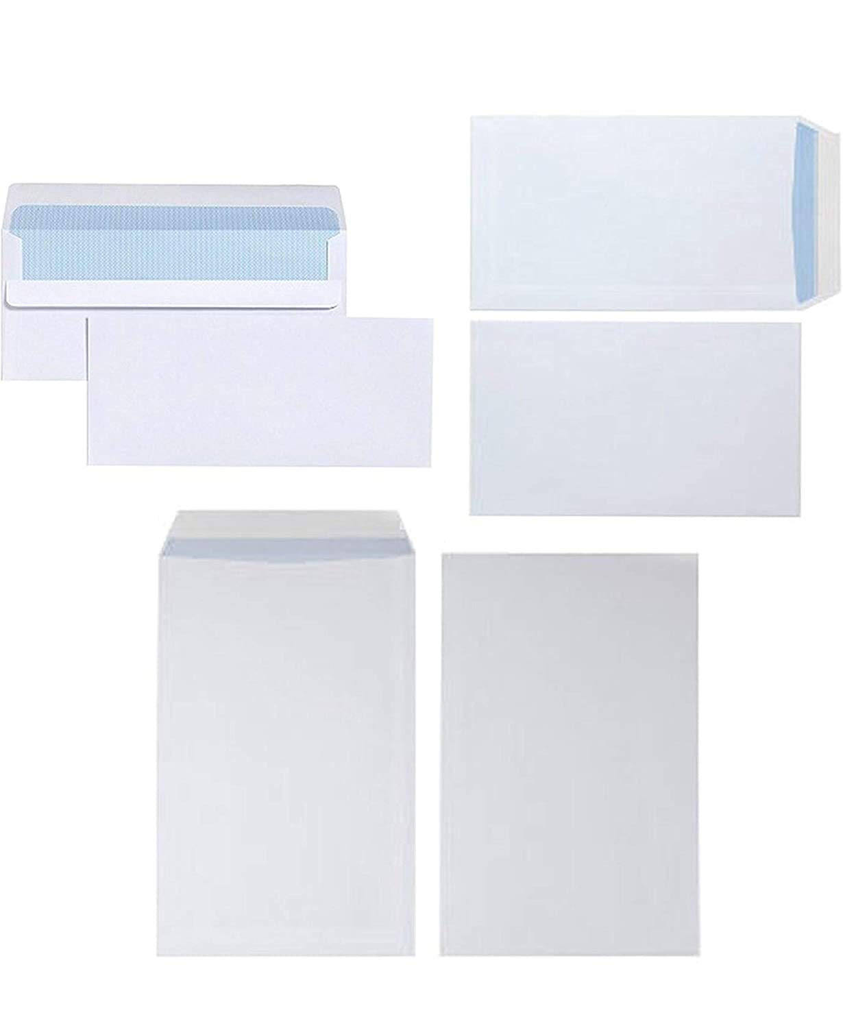JMS® SP-5605x 2 Packs Mixed Size Pack Standard DL / C5 / C6 No Window SELF Seal Envelopes Plain White Pack of 60 Envelopes in Total - 80 GSM Peel & Seal