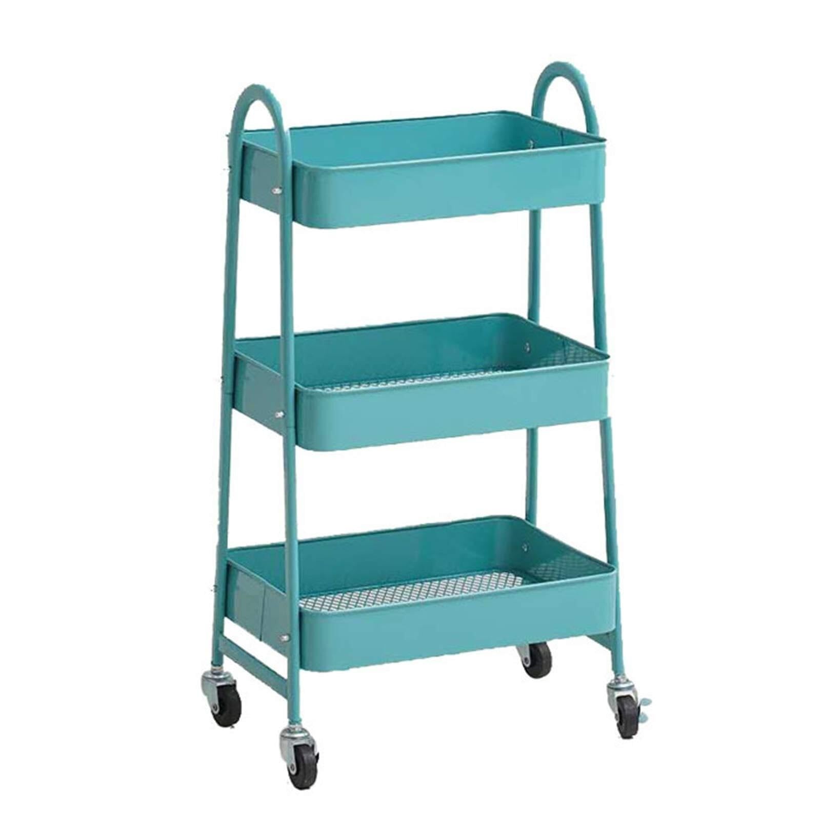 Carrello di servizio del salone di bellezza a 3 livelli con la maniglia Carrello di servizio di bellezza nizer per forniture per ufficio Carrello di filo della maglia di rotolamento con la ruota